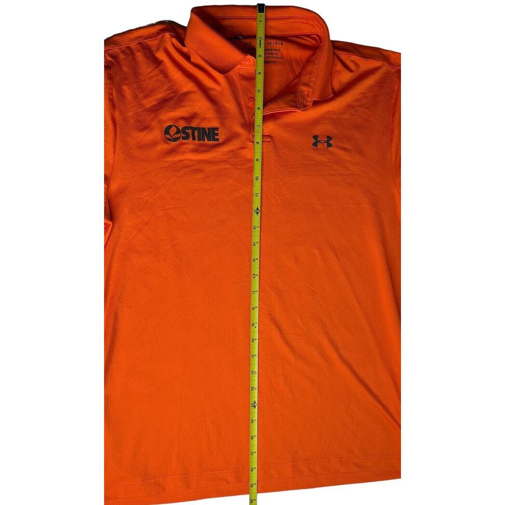 Under Armour Men's Orange Polo Shirt Short Sleeve‎ Large Loose Heatgear Golf - Picture 6 of 8